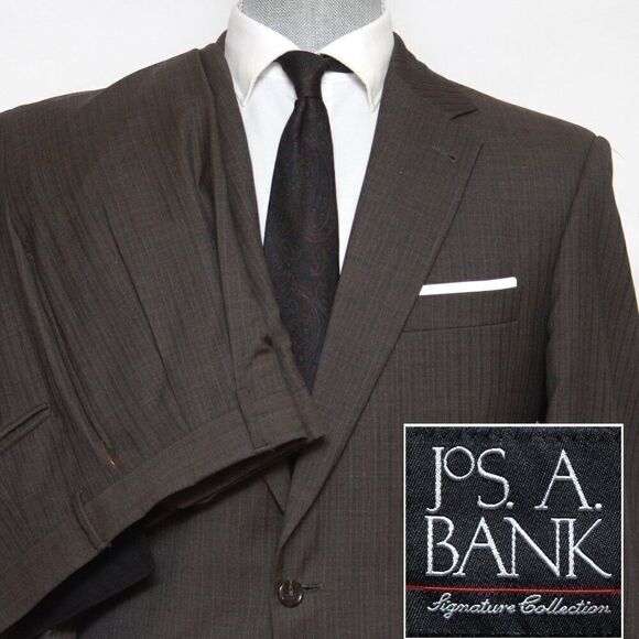 Jos A Bank Mens Suit 2 Piece Set Size 41L Jacket Blazer Pants Wool D040222 - Picture 1 of 16